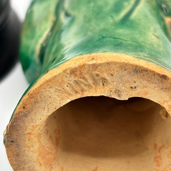 Vintage Chinese Mud Man Scholar Green Robe Standing with decorative Base 6.5" - Picture 9 of 10